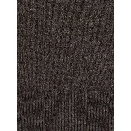 WOOL CASHMERE PULL with round neck and long sleeves in Wool and Cashmere Brown Unisex