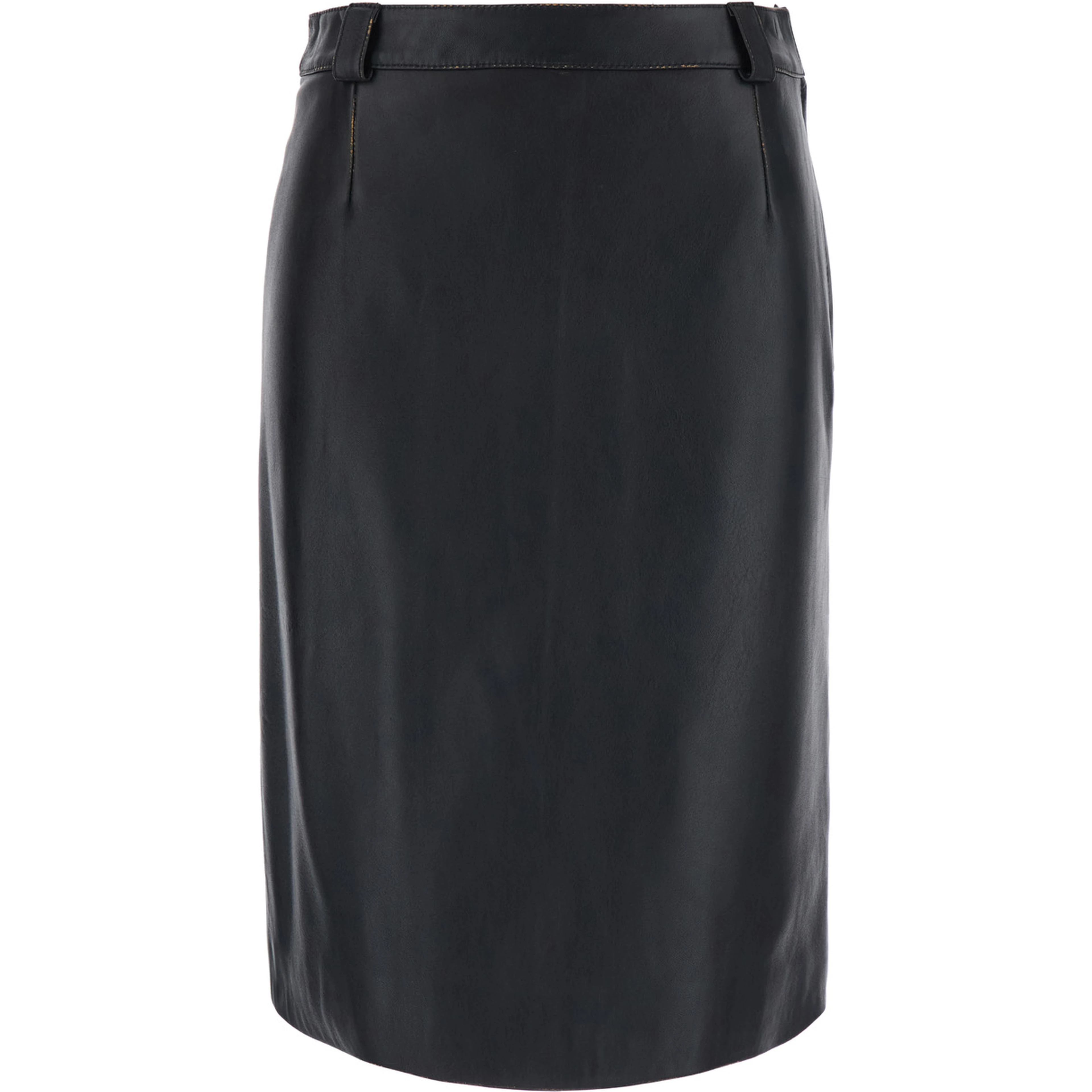 Black Skirt with single slit at the back in leather for women