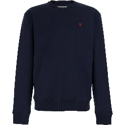 Blue Sweatshirt with AMI de Coeur Logo on the Front in Cotton for Men