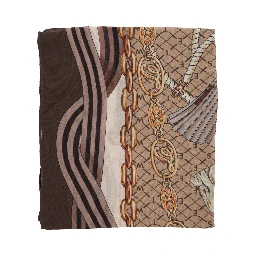 Brown scarf with all-over print in modal for women
