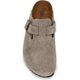 Mule Boston with Gancini Buckle and Round Toe in Suede Gray Unisex