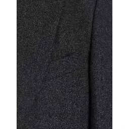 Grey Single-breasted Jacket with Notched Revers in Wool Blend for Men