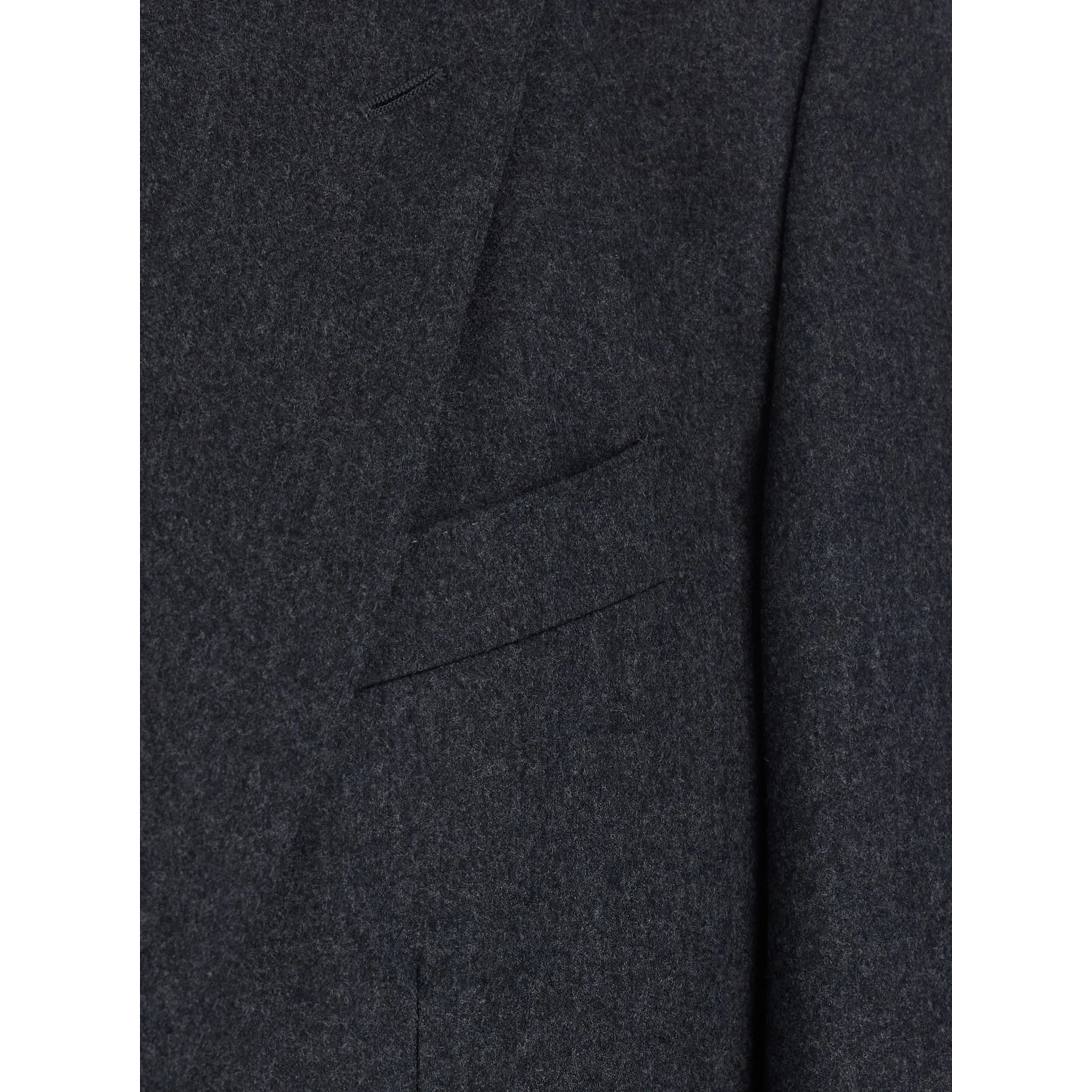 Grey Single-breasted Jacket with Notched Revers in Wool Blend for Men