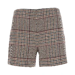 Multicolor Shorts with side zip closure and prince of wales motif in blend for women