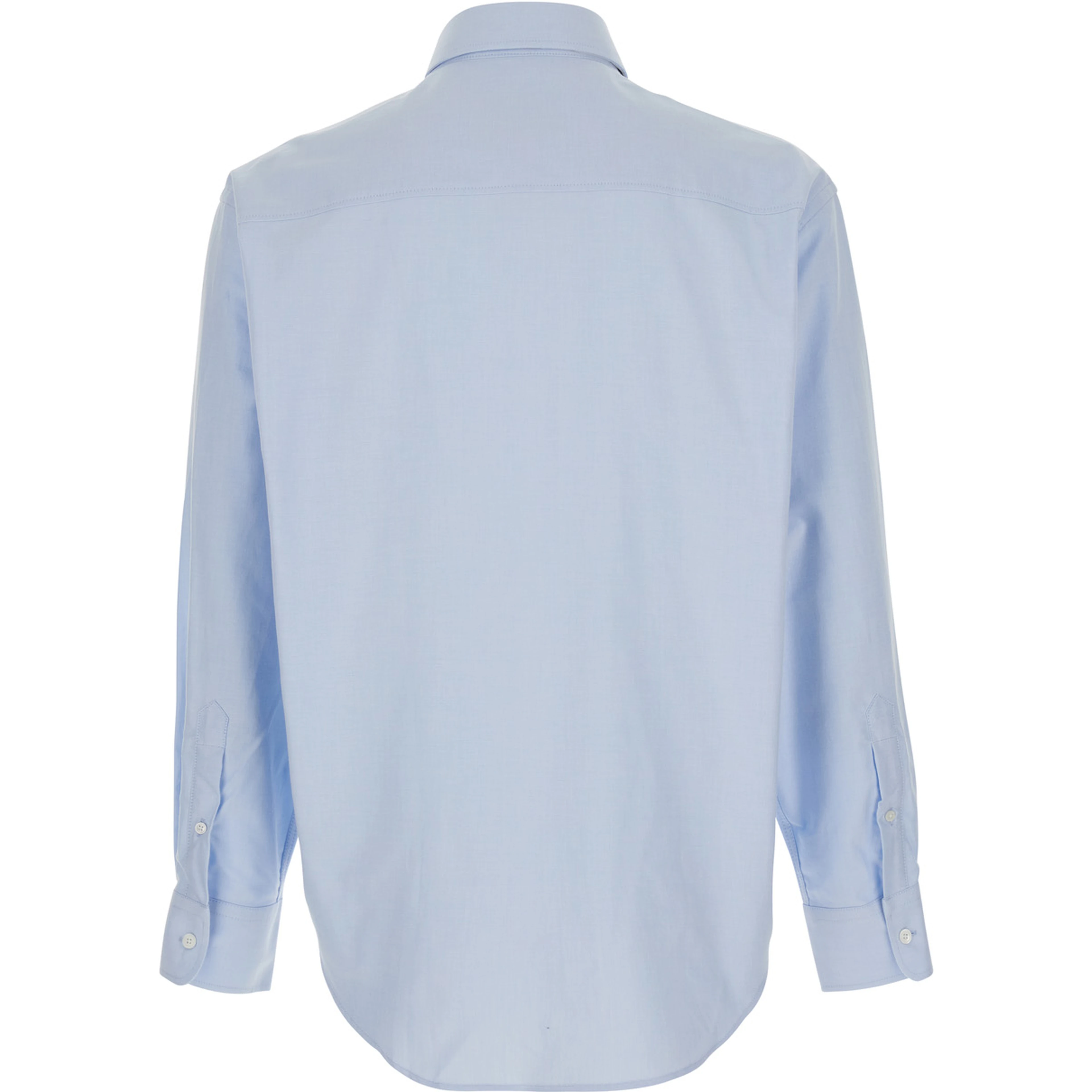 Light Blue Shirt with Button Down Collar and ADC Embroidery in Light Blue Cotton for Men