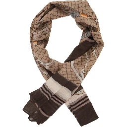 Brown scarf with all-over print in modal for women