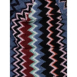 Multicolor beanie with turn-up brim ZigZag motif in wool blend for women