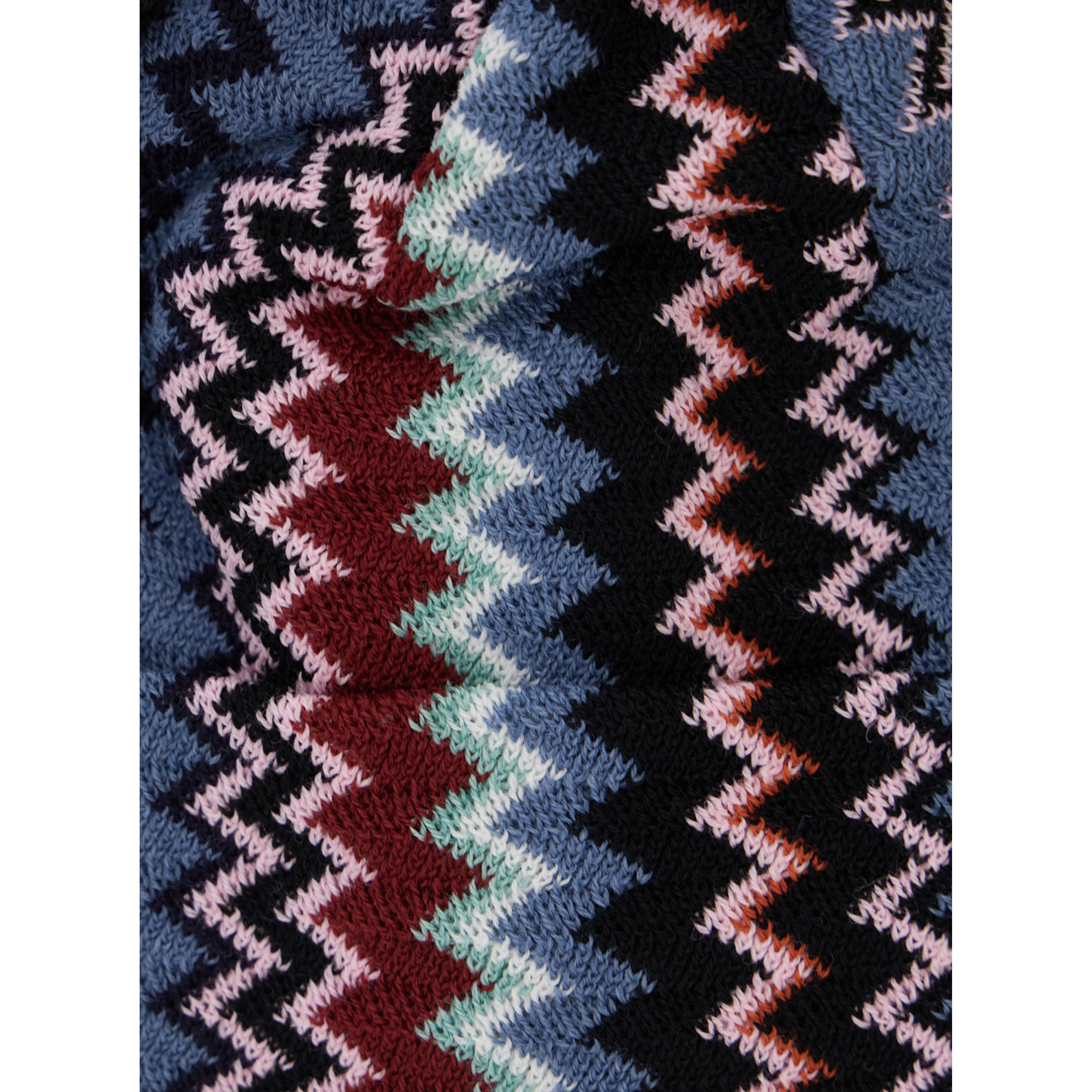 Multicolor beanie with turn-up brim ZigZag motif in wool blend for women