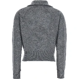 WOOL ZIP PULL with zip and high collar in Gray Wool Men