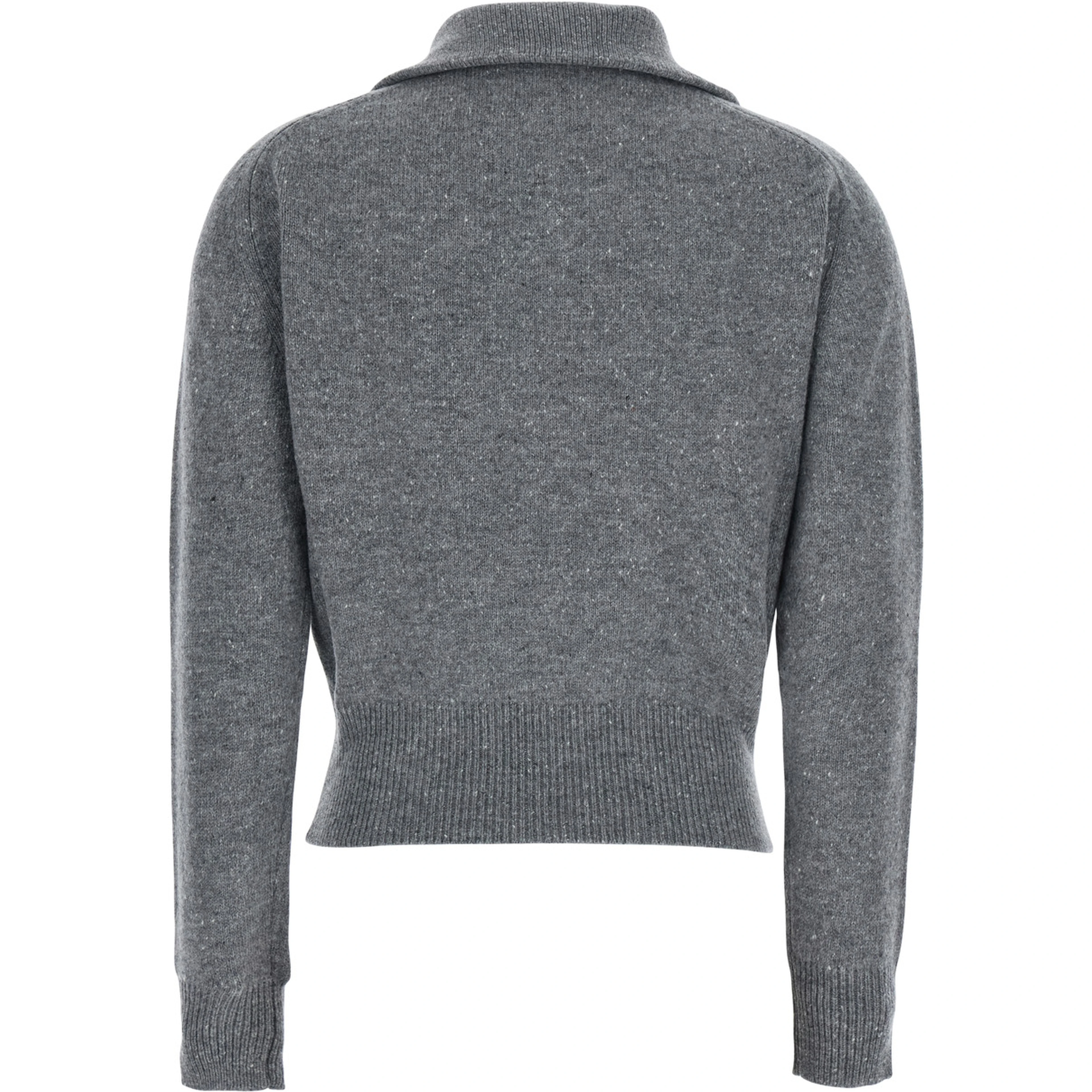 WOOL ZIP PULL with zip and high collar in Gray Wool Men