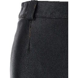 Black Skirt with single slit at the back in leather for women