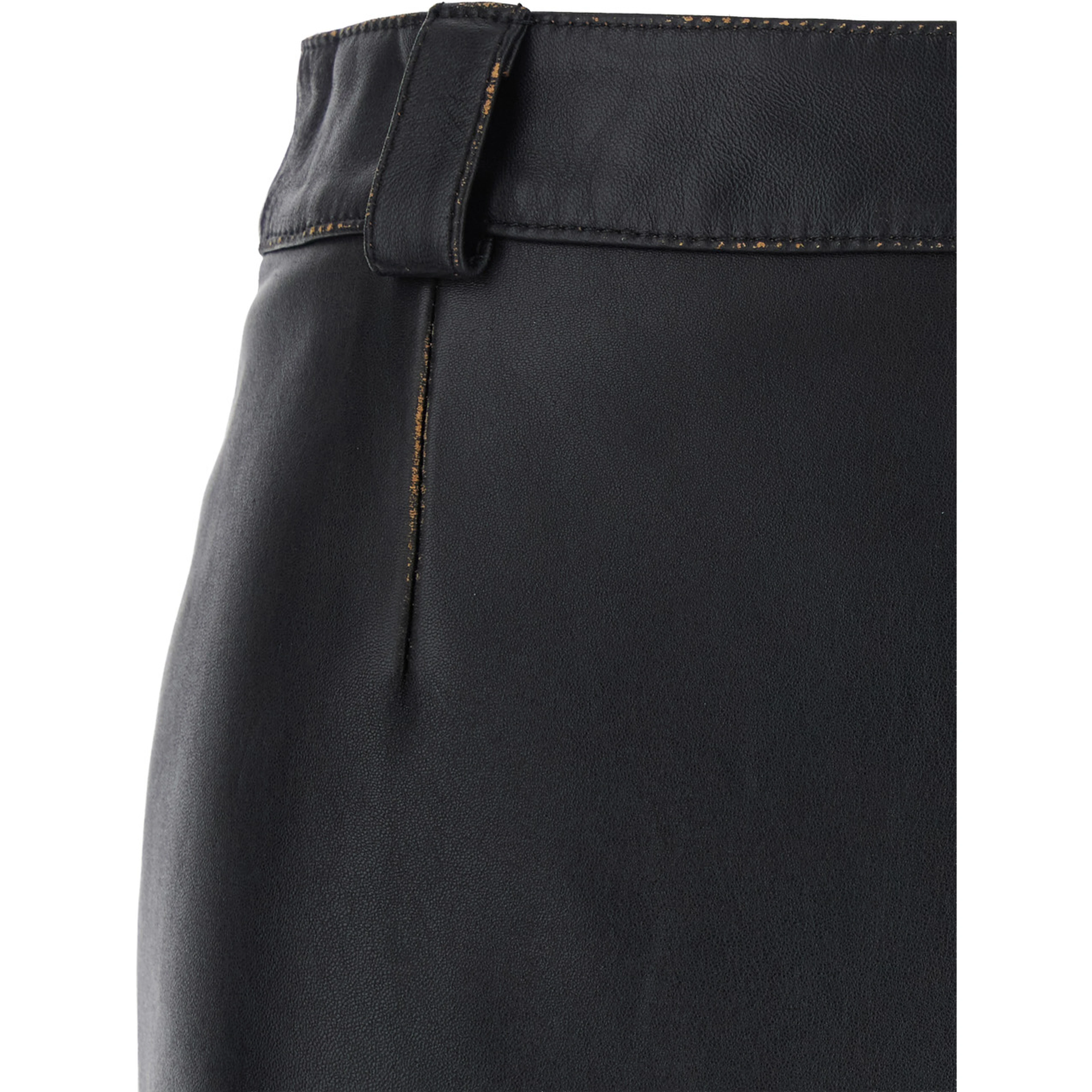Black Skirt with single slit at the back in leather for women