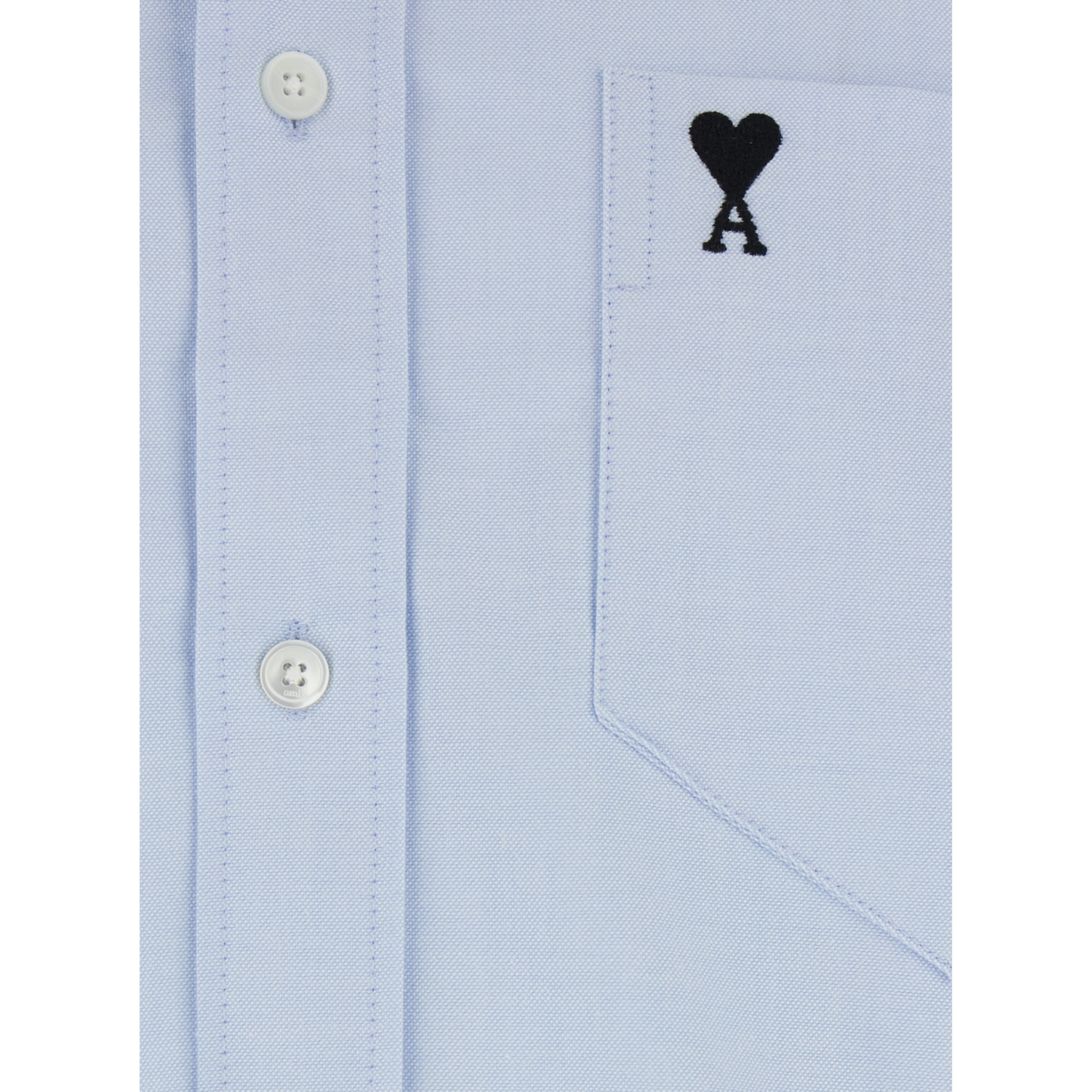 Light Blue Shirt with Button Down Collar and ADC Embroidery in Light Blue Cotton for Men