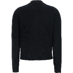 Black Cardigan with front zip closure in wool and cashmere for women