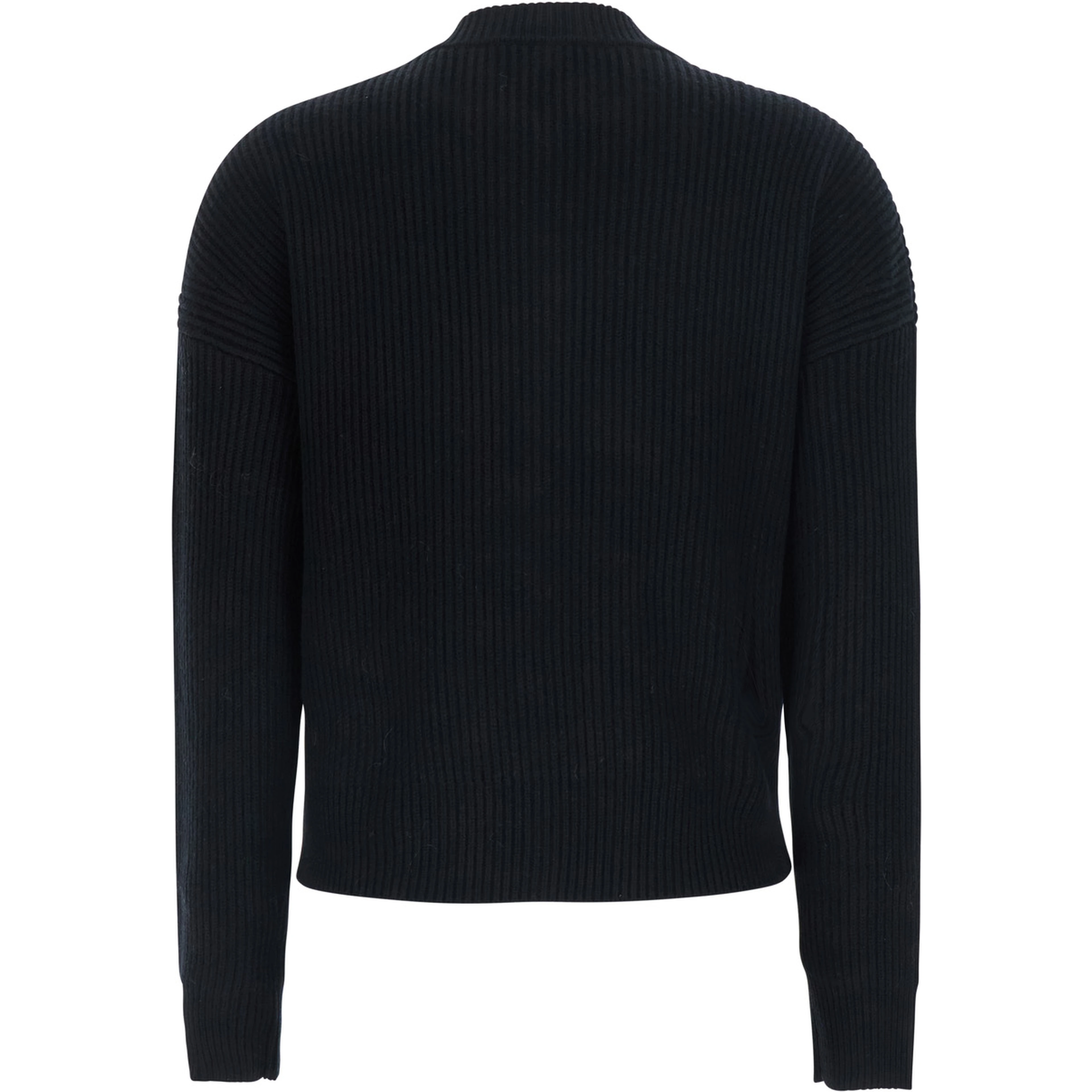 Black Cardigan with front zip closure in wool and cashmere for women