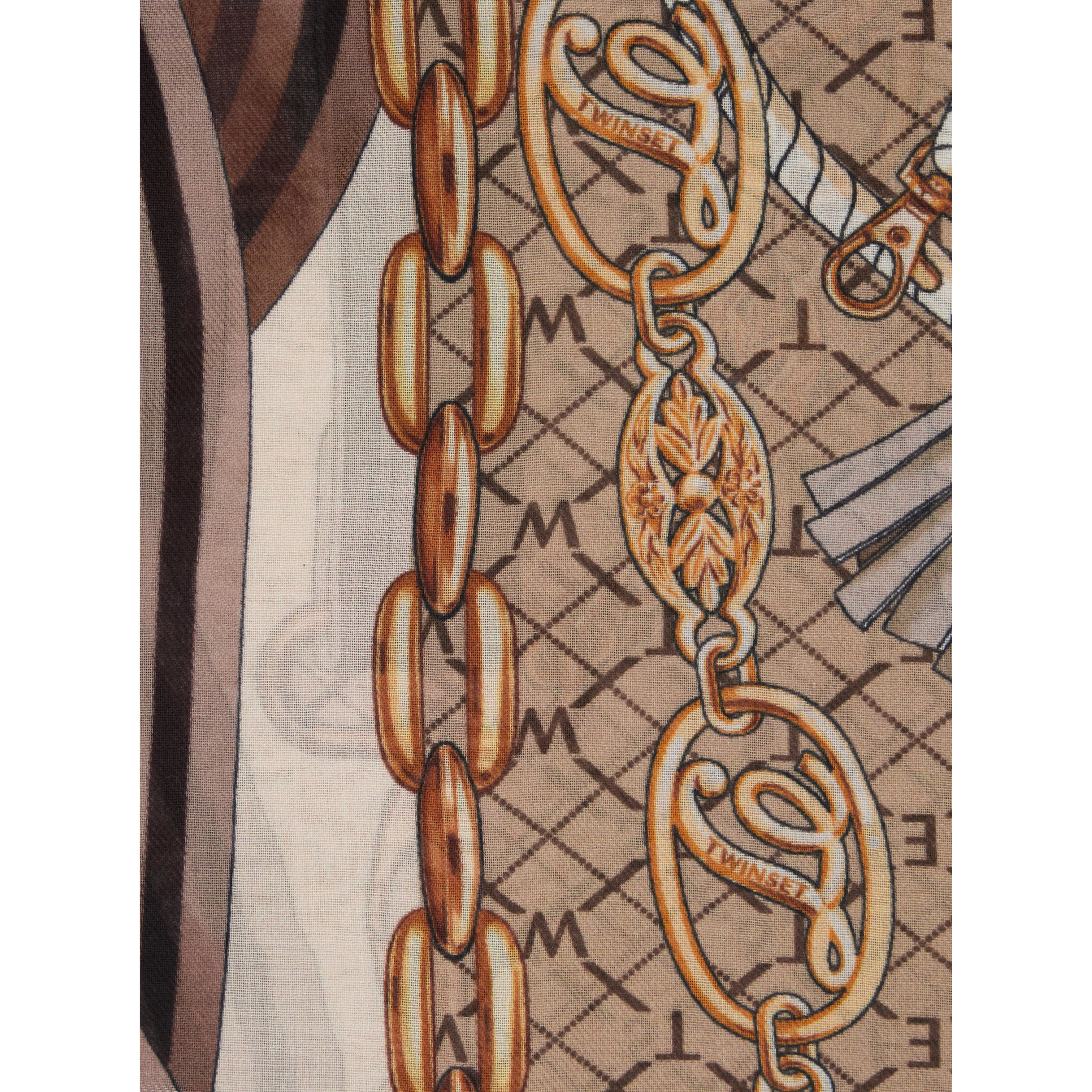 Brown scarf with all-over print in modal for women