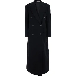 Womens coat with classic collar and button closure in black Tech Fabric