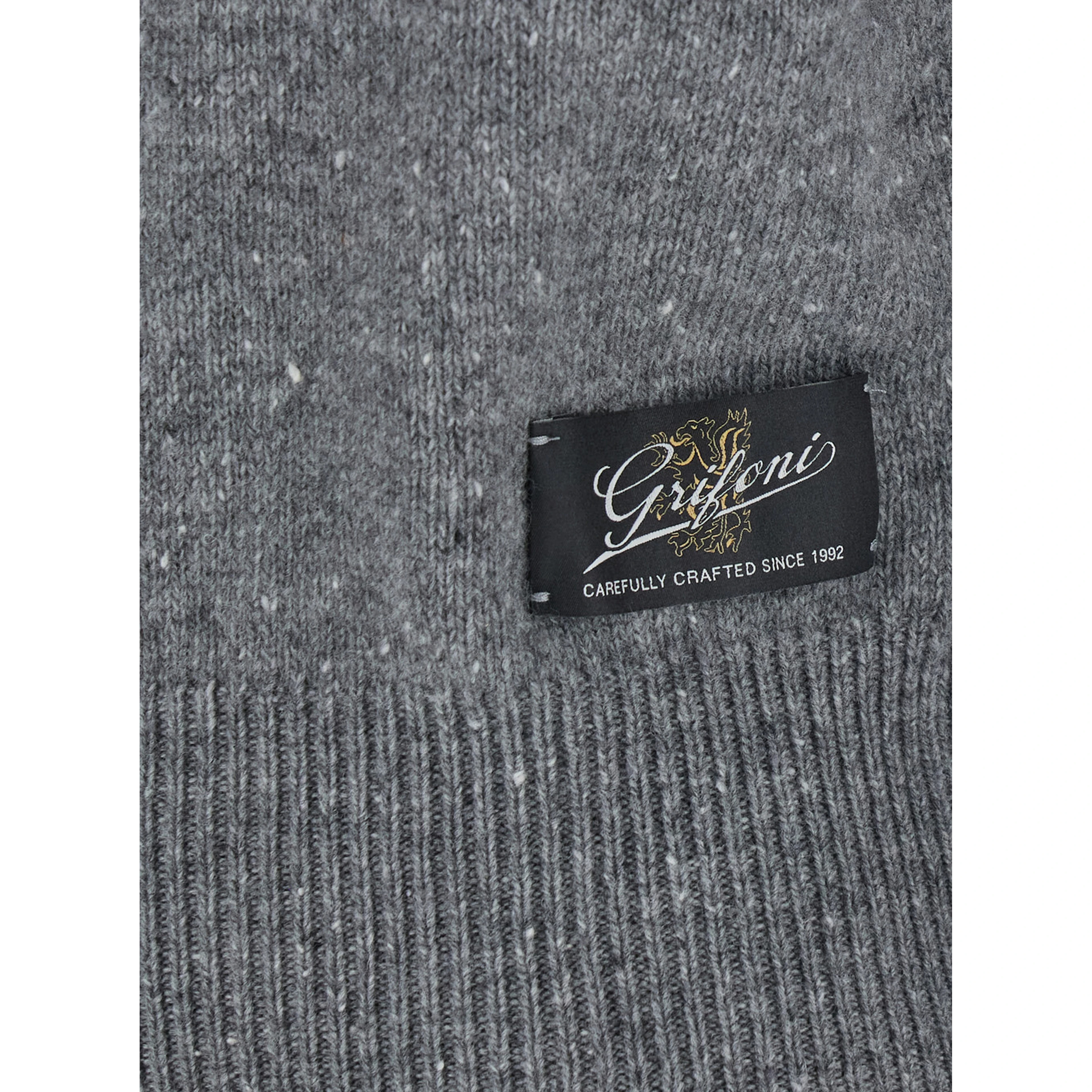 WOOL ZIP PULL with zip and high collar in Gray Wool Men