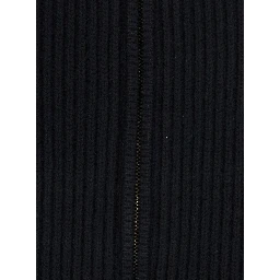 Black Cardigan with front zip closure in wool and cashmere for women