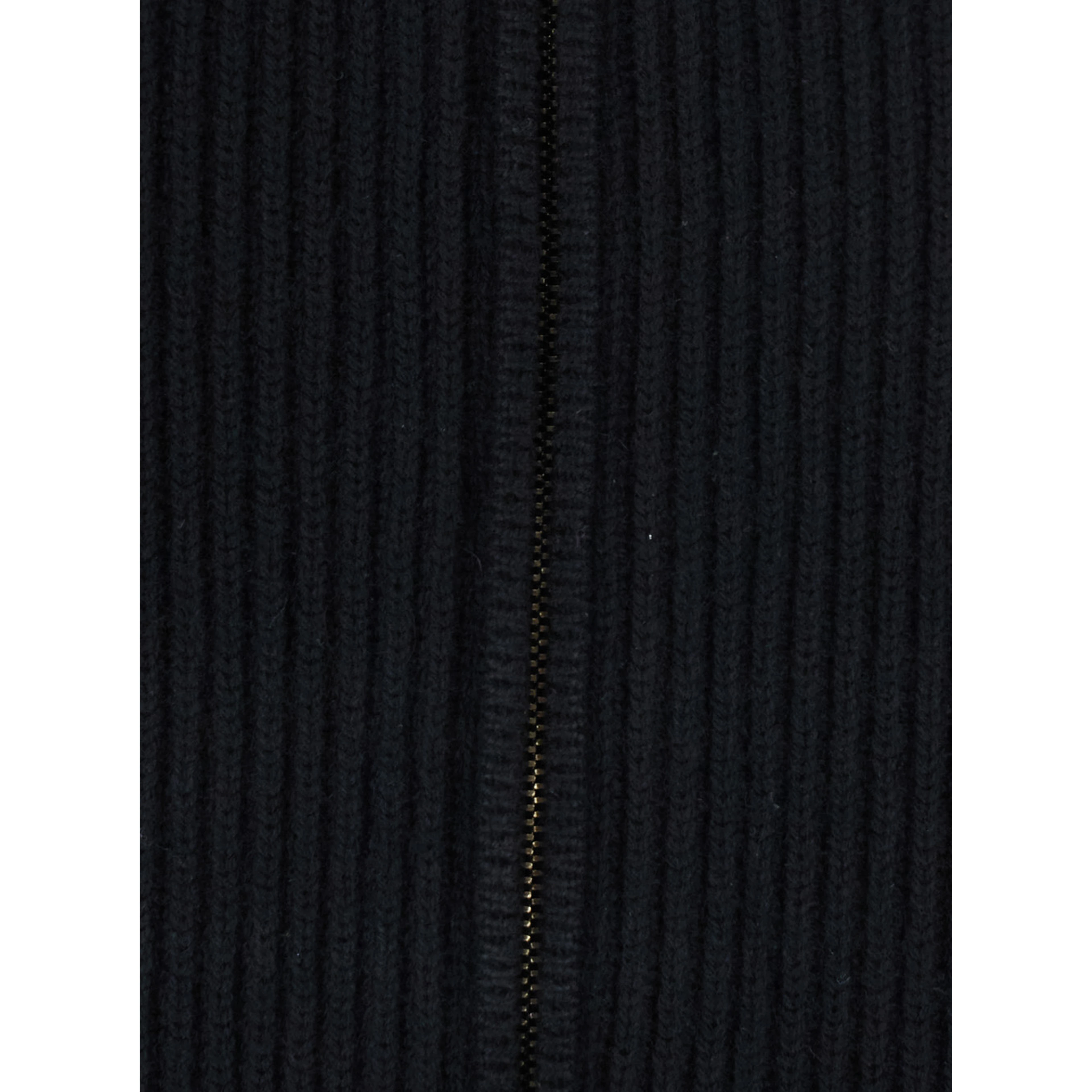 Black Cardigan with front zip closure in wool and cashmere for women