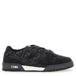 Sneakers Match with logo patch on the tongue and FF motif all-over in grey leather for Men