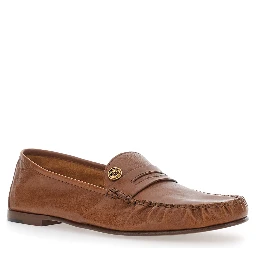 Loafers LEAFER MEDUSA Brown with Rounded Toe in Leather Men