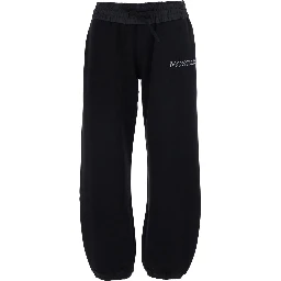 Black Pants with elasticated waist and logo lettering on the front in cotton for women