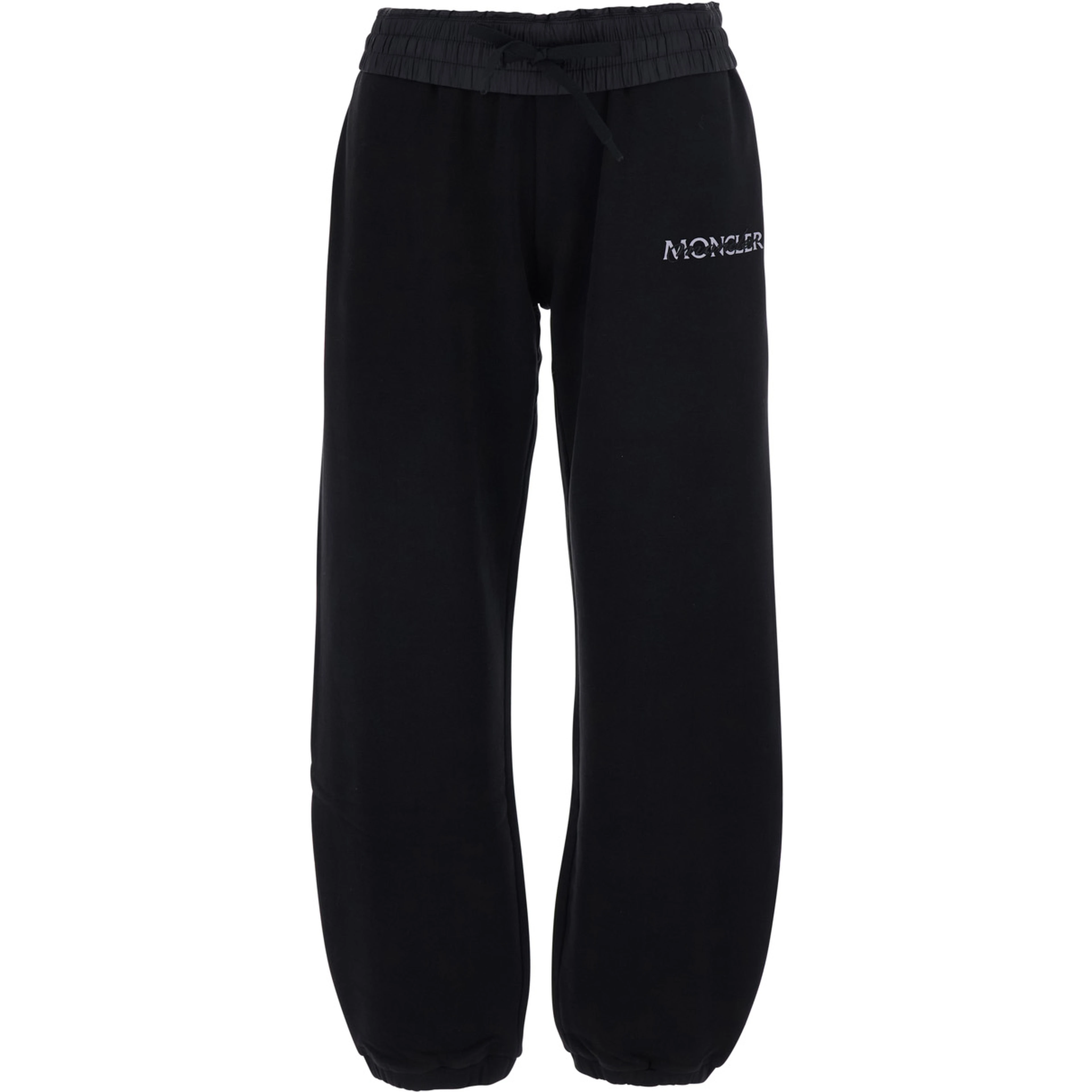Black Pants with elasticated waist and logo lettering on the front in cotton for women