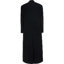 Womens coat with classic collar and button closure in black Tech Fabric
