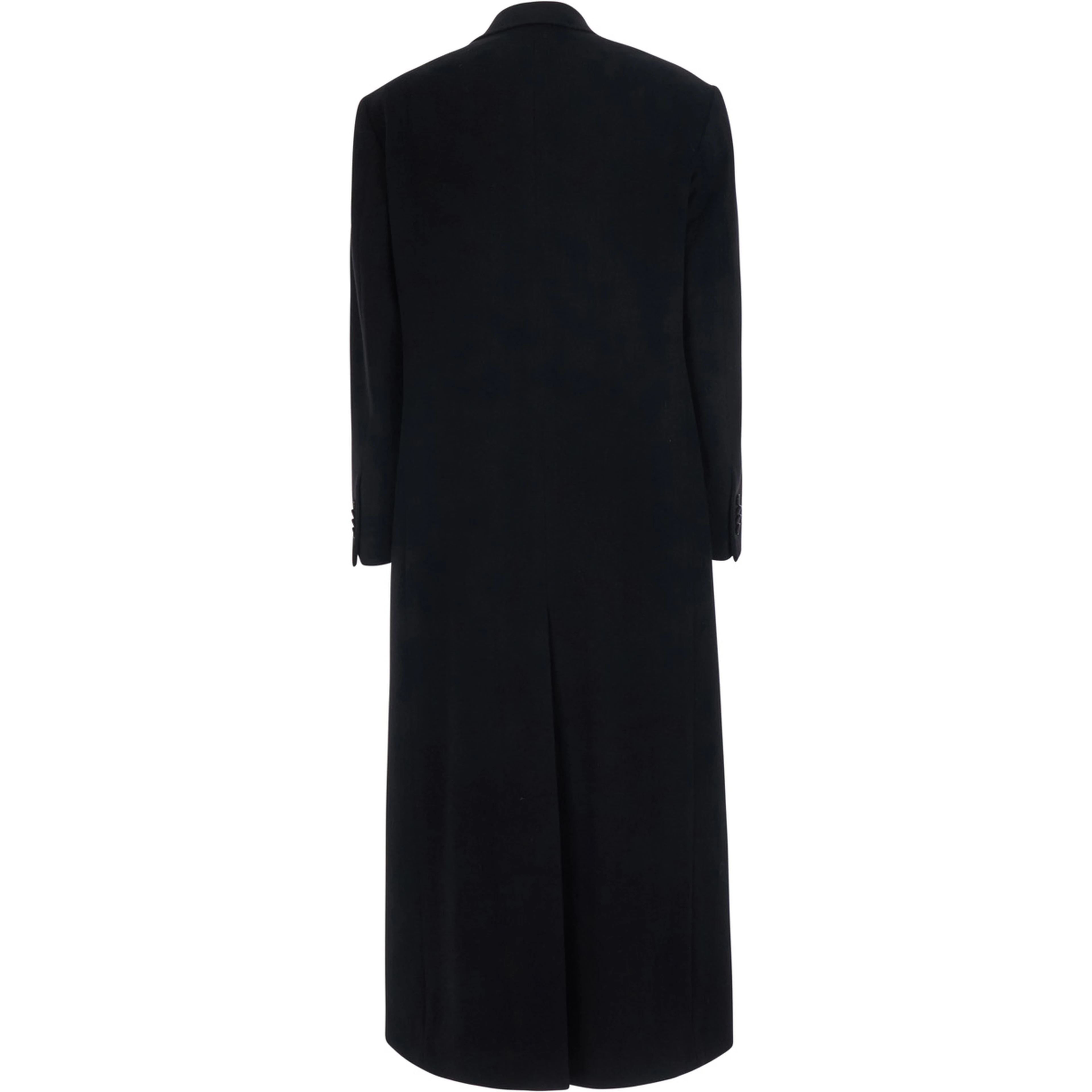 Womens coat with classic collar and button closure in black Tech Fabric