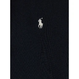 Hooded Sweatshirt with Fixed Hood and Pony Logo on the Front in Black Cotton for Men