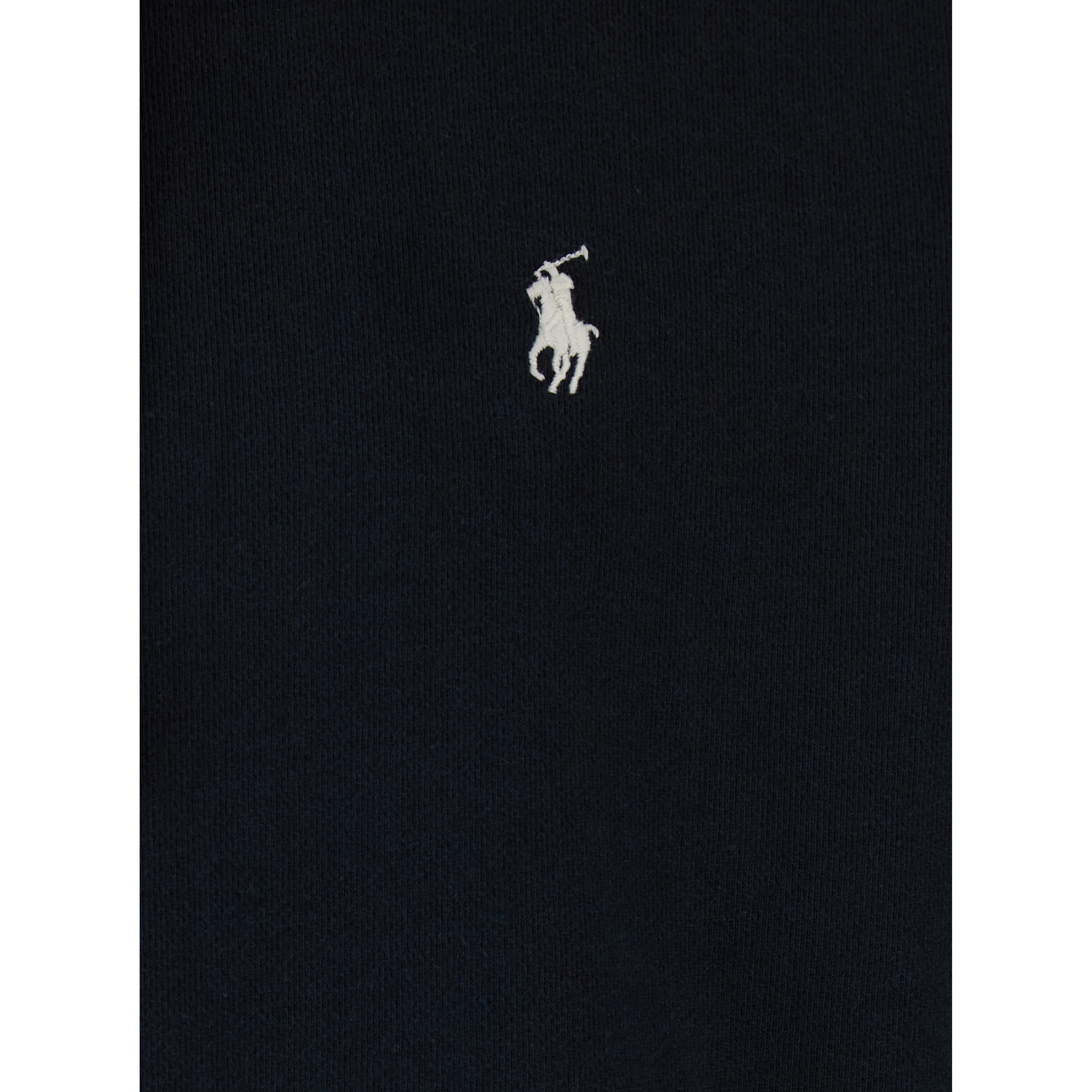 Hooded Sweatshirt with Fixed Hood and Pony Logo on the Front in Black Cotton for Men