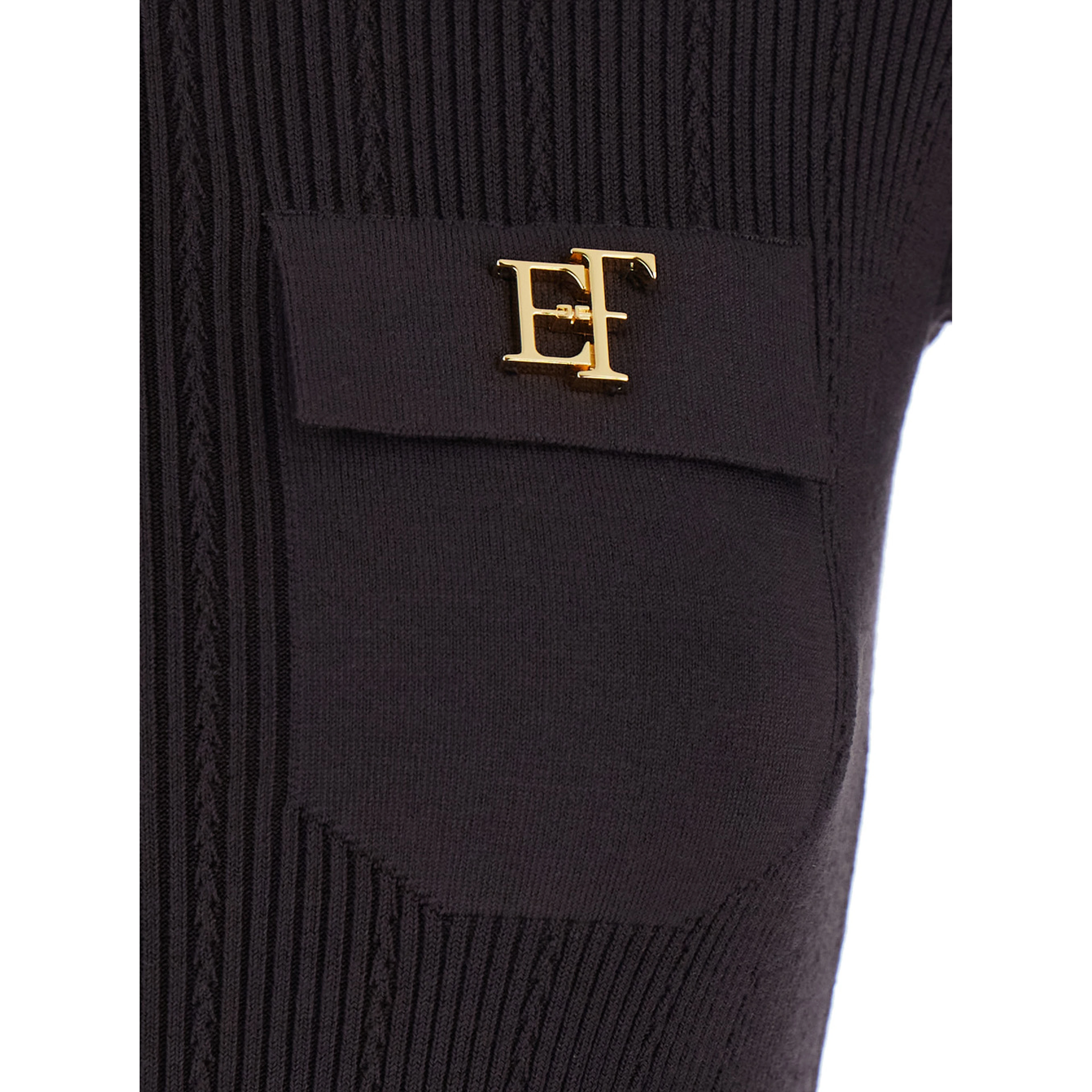 Brown High Neck Sweater with Front Logo and Ribbed Knit in cotton for women