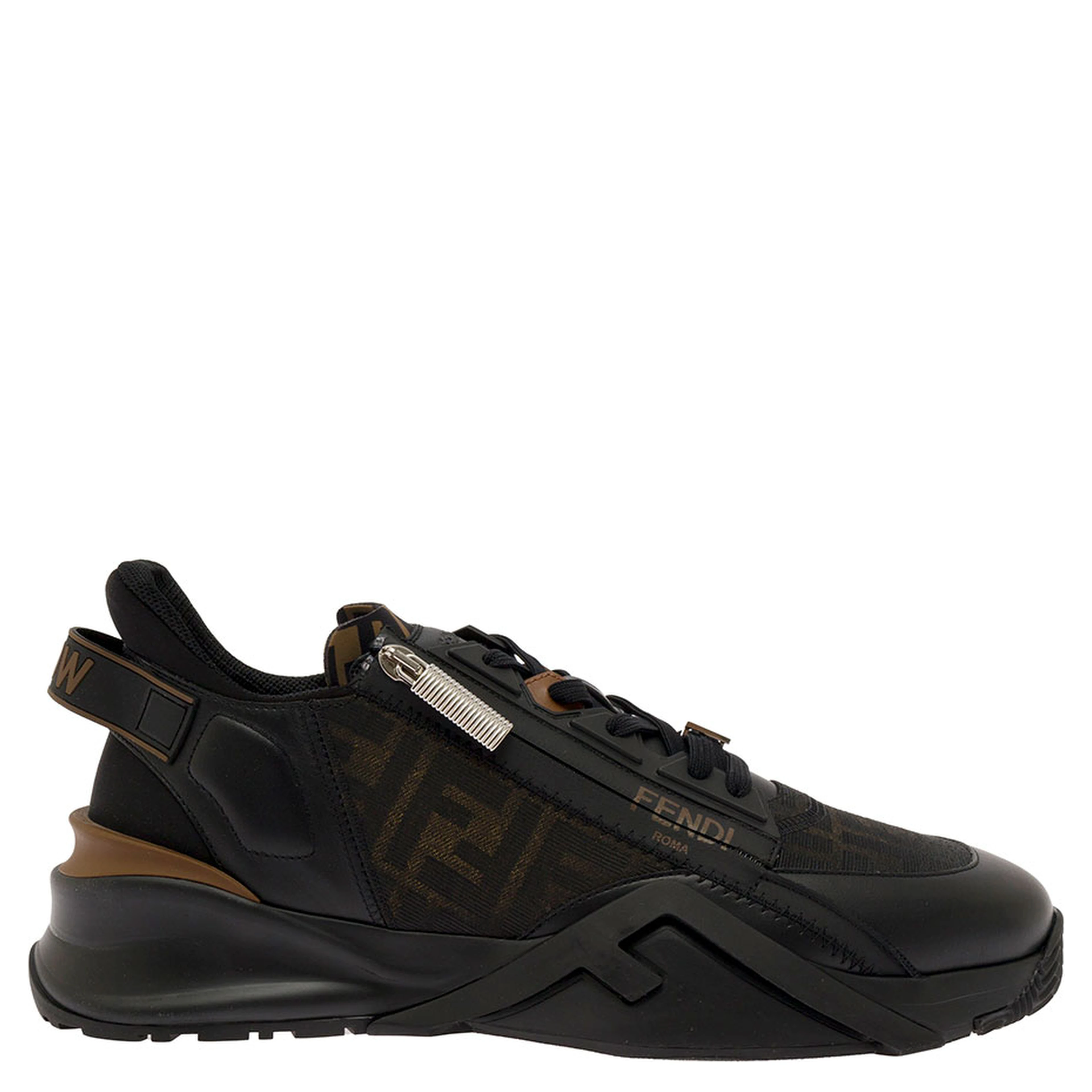 Low Sneakers Fendi Flow with Diagonal F Detail in Black Fabric Men