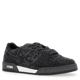 Sneakers Match with logo patch on the tongue and FF motif all-over in grey leather for Men