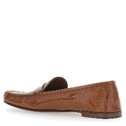Loafers LEAFER MEDUSA Brown with Rounded Toe in Leather Men