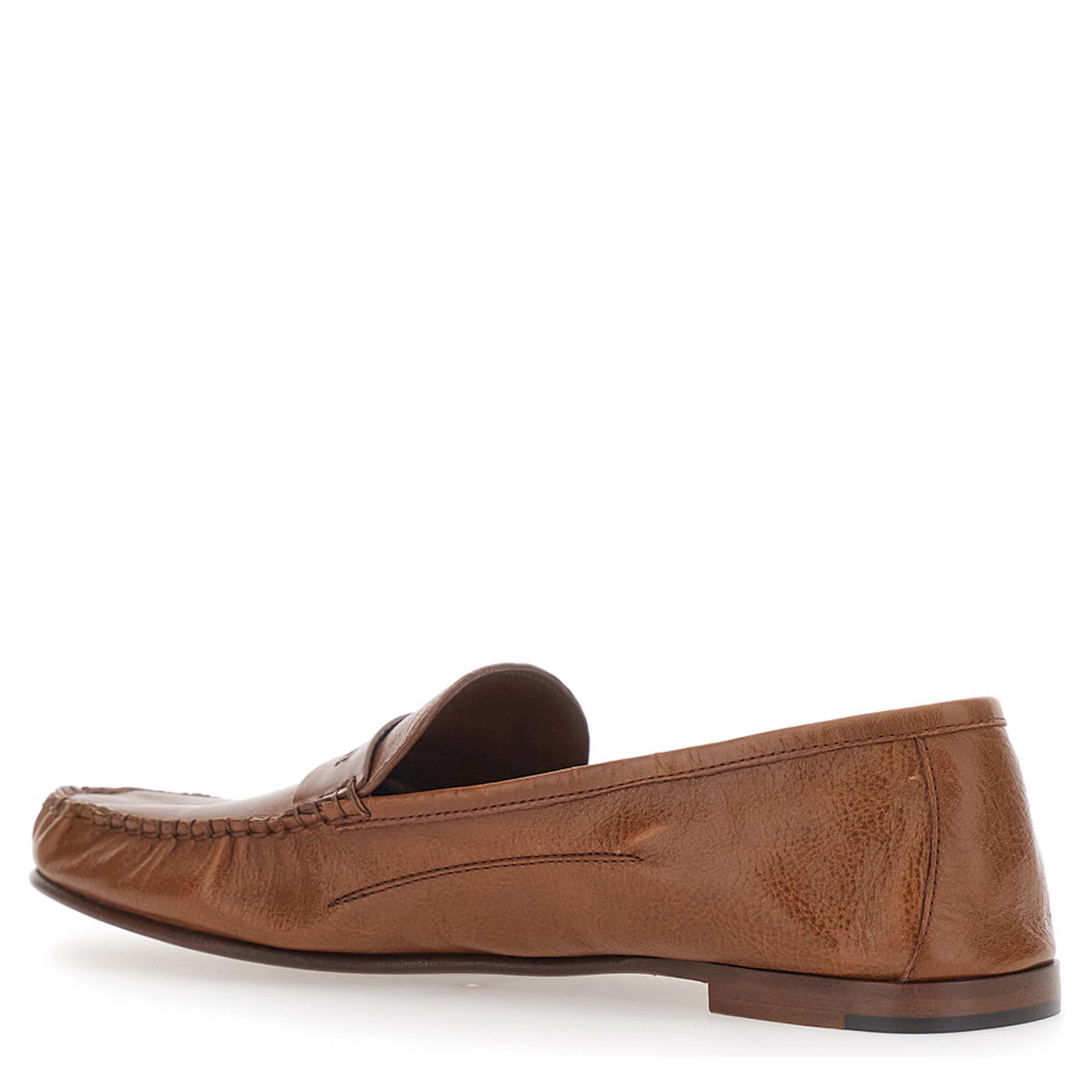 Loafers LEAFER MEDUSA Brown with Rounded Toe in Leather Men