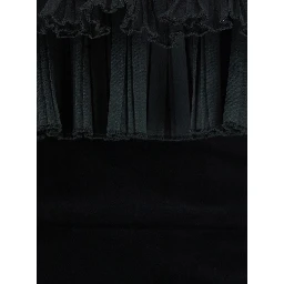 Black Mini Dress with Ruffles and Off-shoulder Design in Velvet for Women