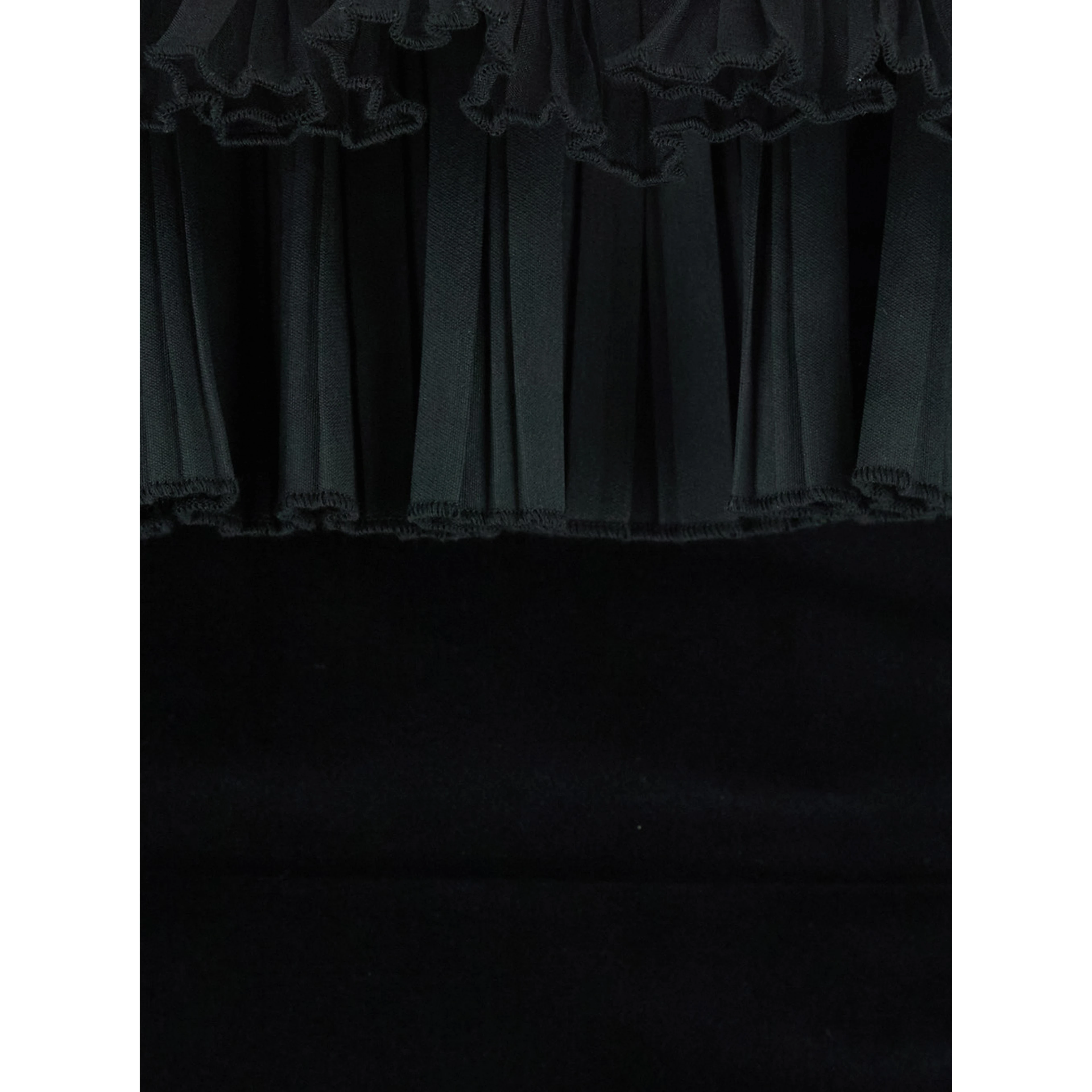 Black Mini Dress with Ruffles and Off-shoulder Design in Velvet for Women