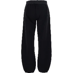 Black Pants with elasticated waist and logo lettering on the front in cotton for women