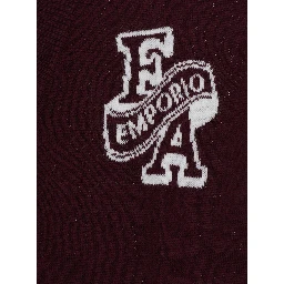 Bordeaux Cardigan with V-neck and lettering on the front and sleeves in blend wool boy