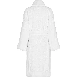 white Bathrobe with all-over embossed logo print in cotton terry