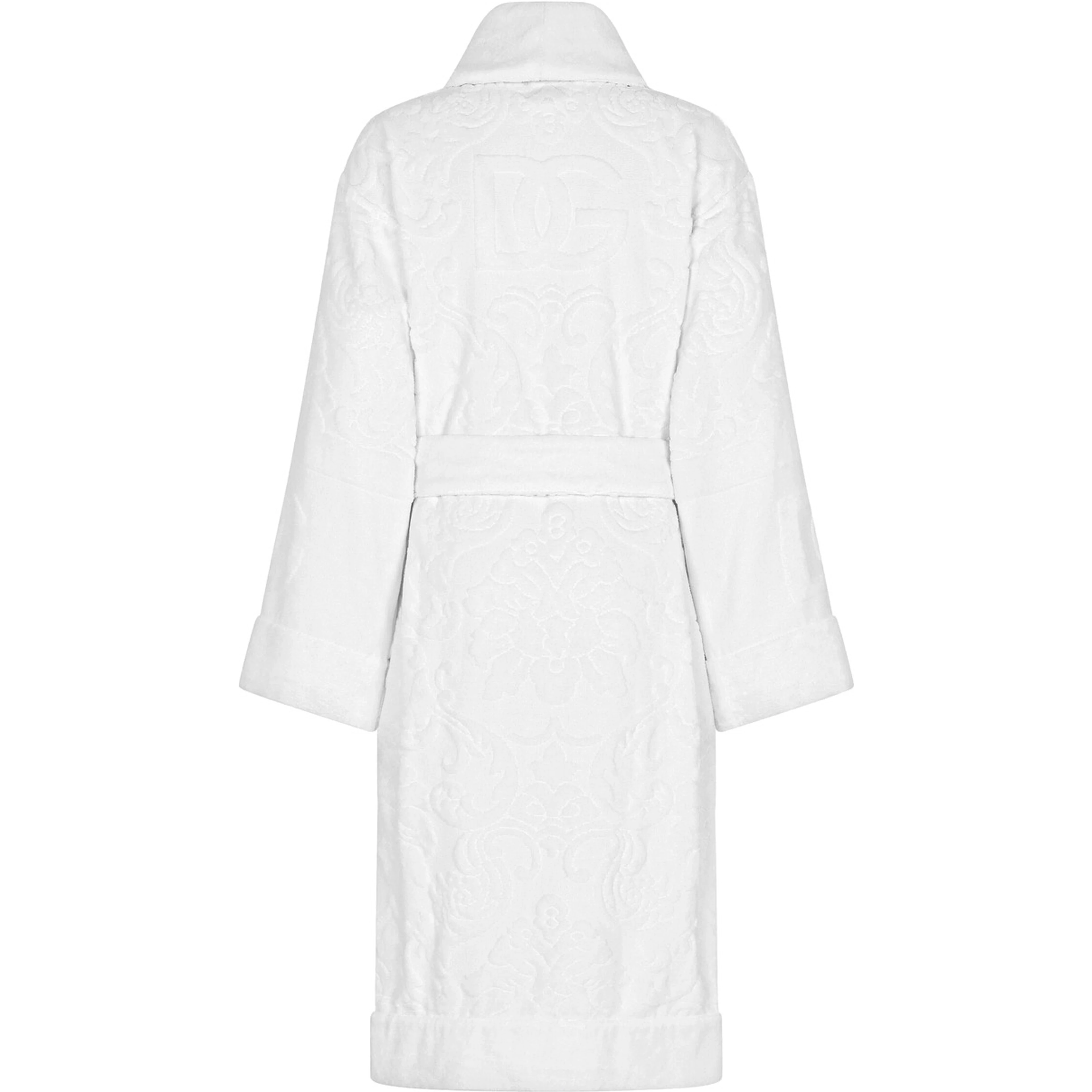 white Bathrobe with all-over embossed logo print in cotton terry