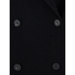 Womens coat with classic collar and button closure in black Tech Fabric
