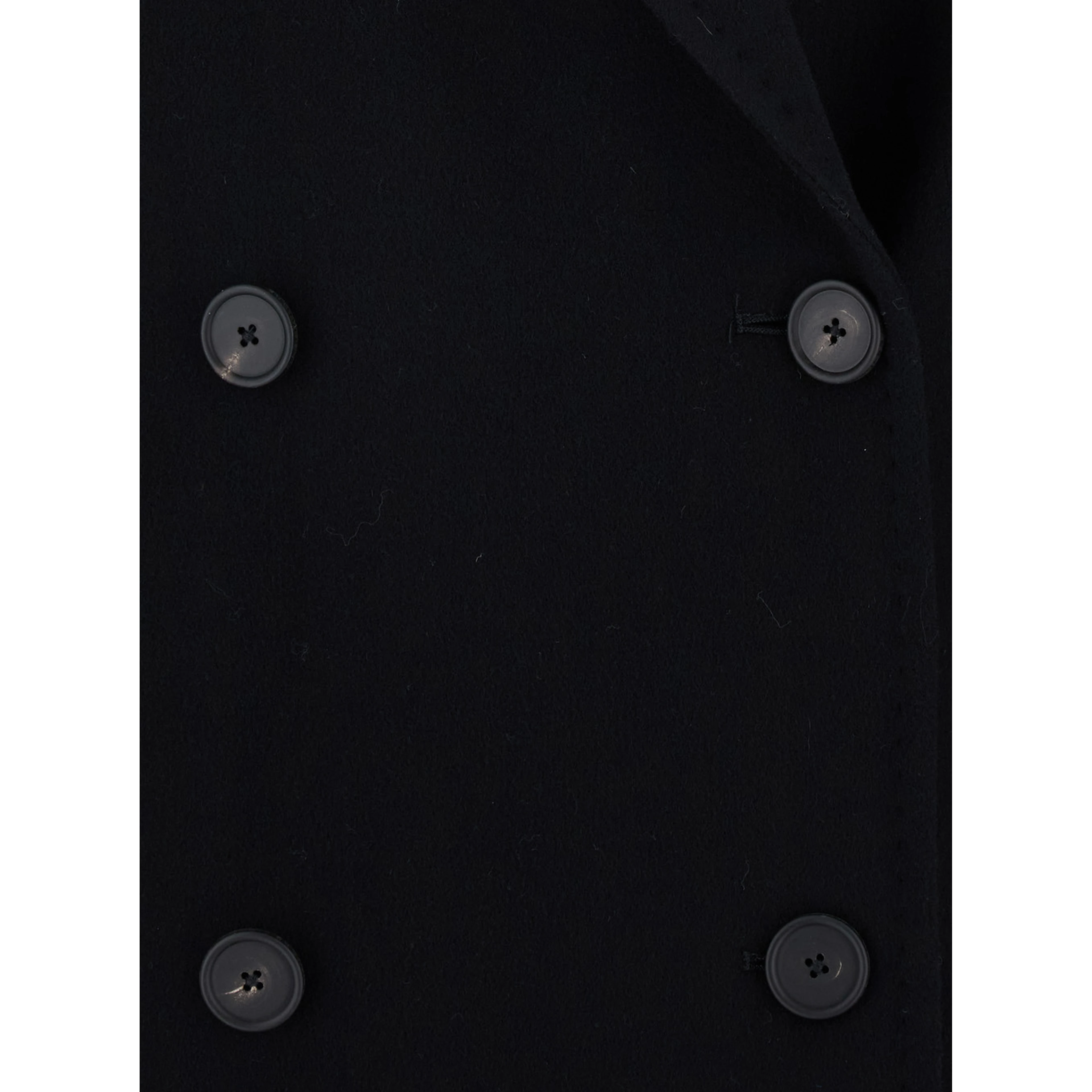 Womens coat with classic collar and button closure in black Tech Fabric