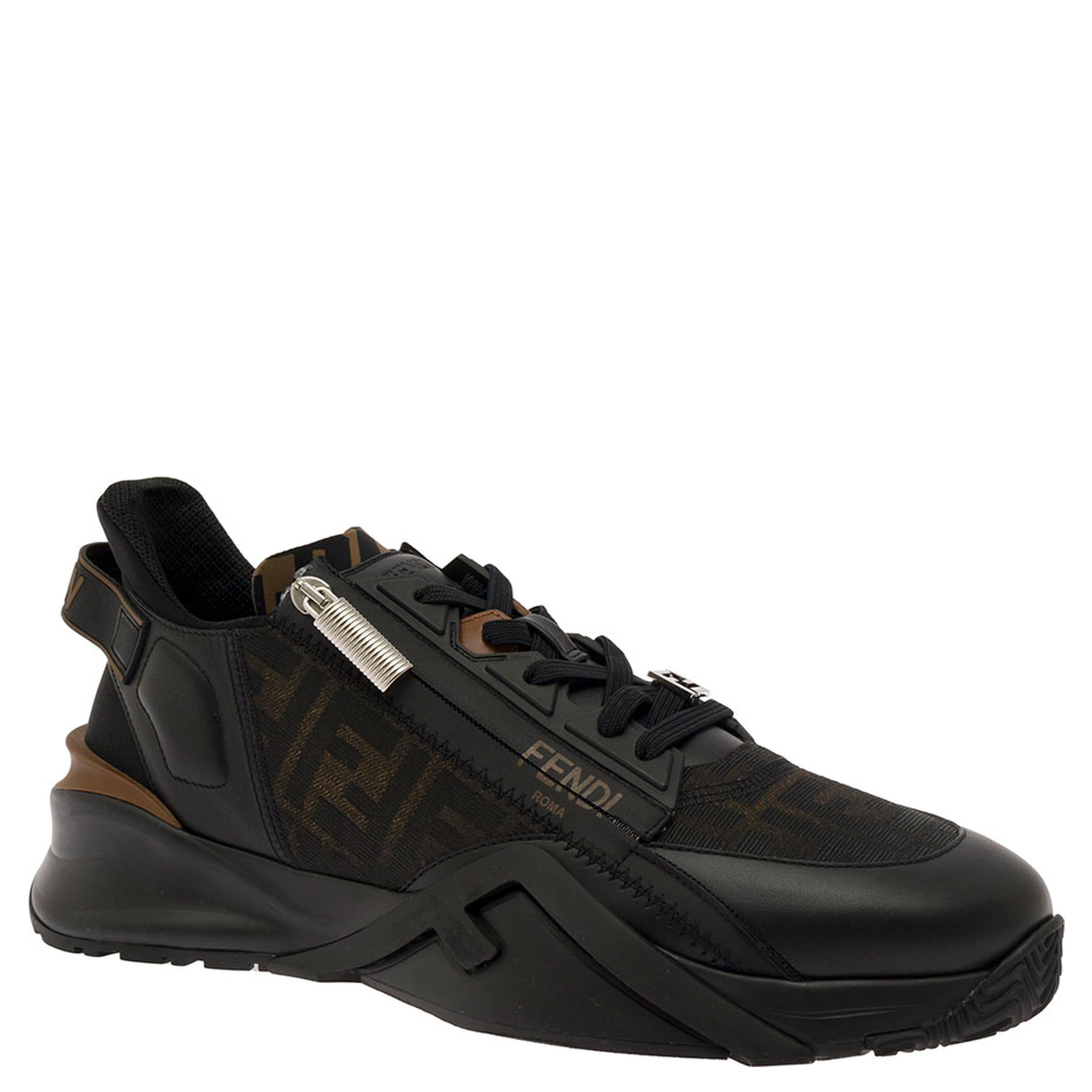 Low Sneakers Fendi Flow with Diagonal F Detail in Black Fabric Men