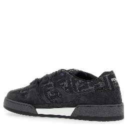 Sneakers Match with logo patch on the tongue and FF motif all-over in grey leather for Men