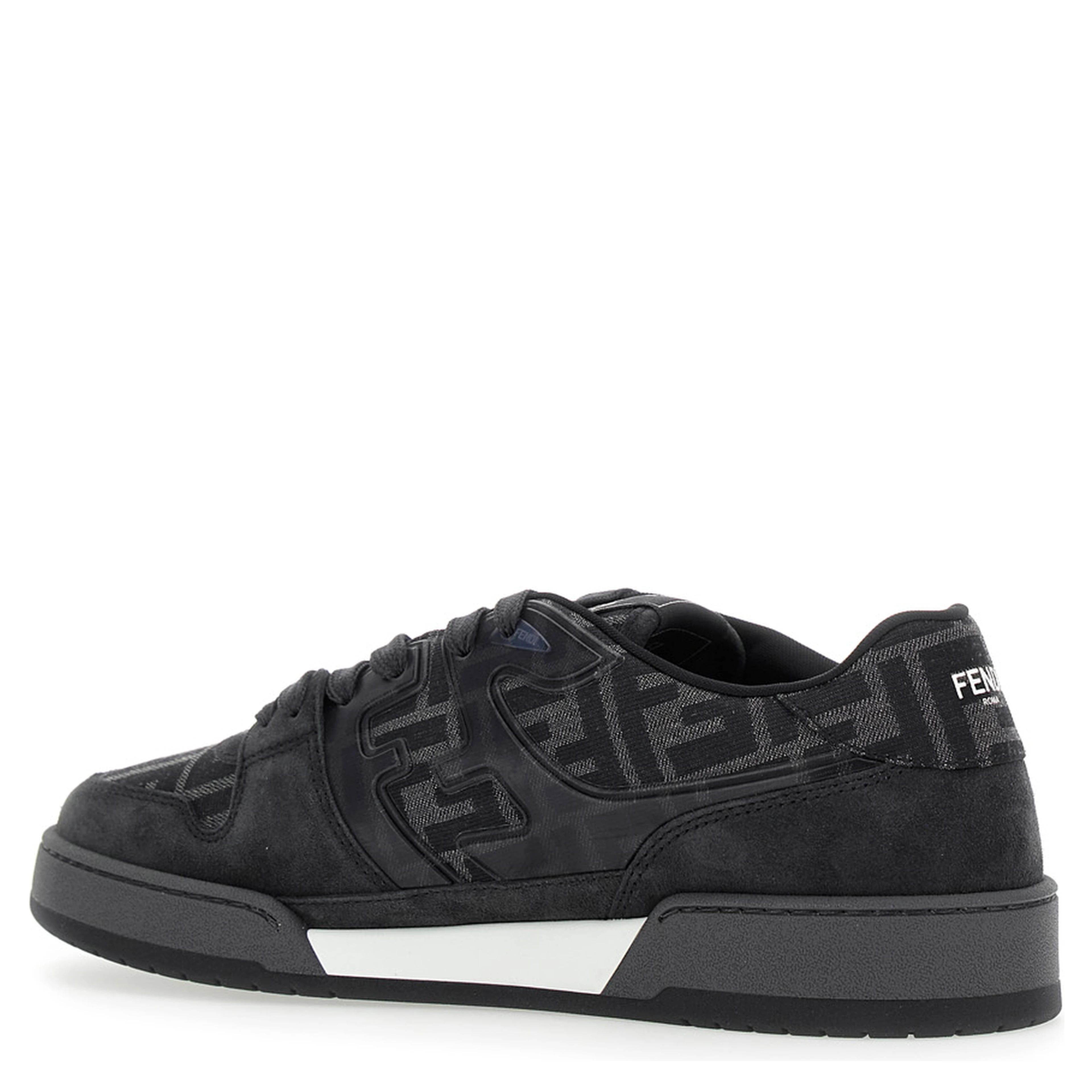 Sneakers Match with logo patch on the tongue and FF motif all-over in grey leather for Men