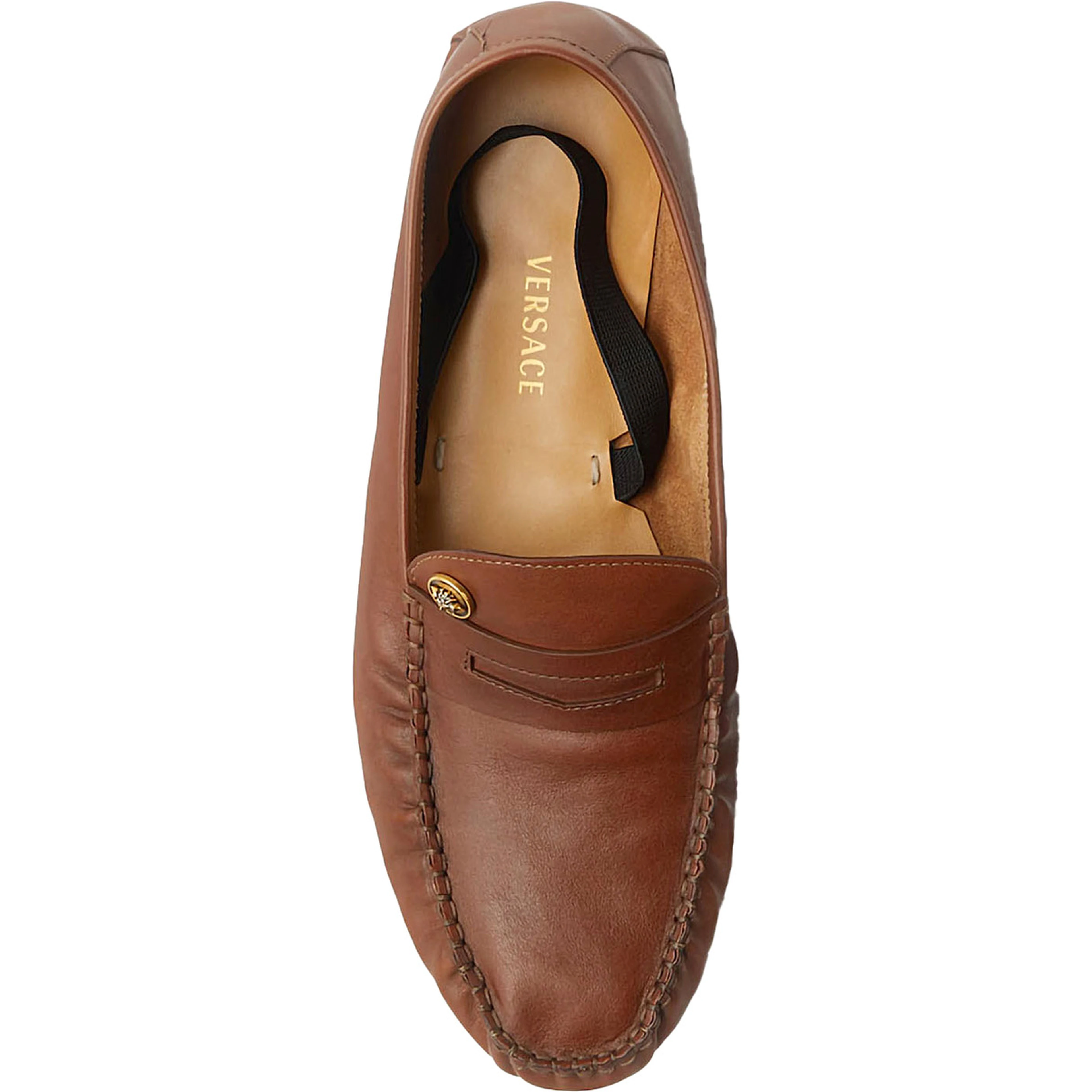 Loafers LEAFER MEDUSA Brown with Rounded Toe in Leather Men