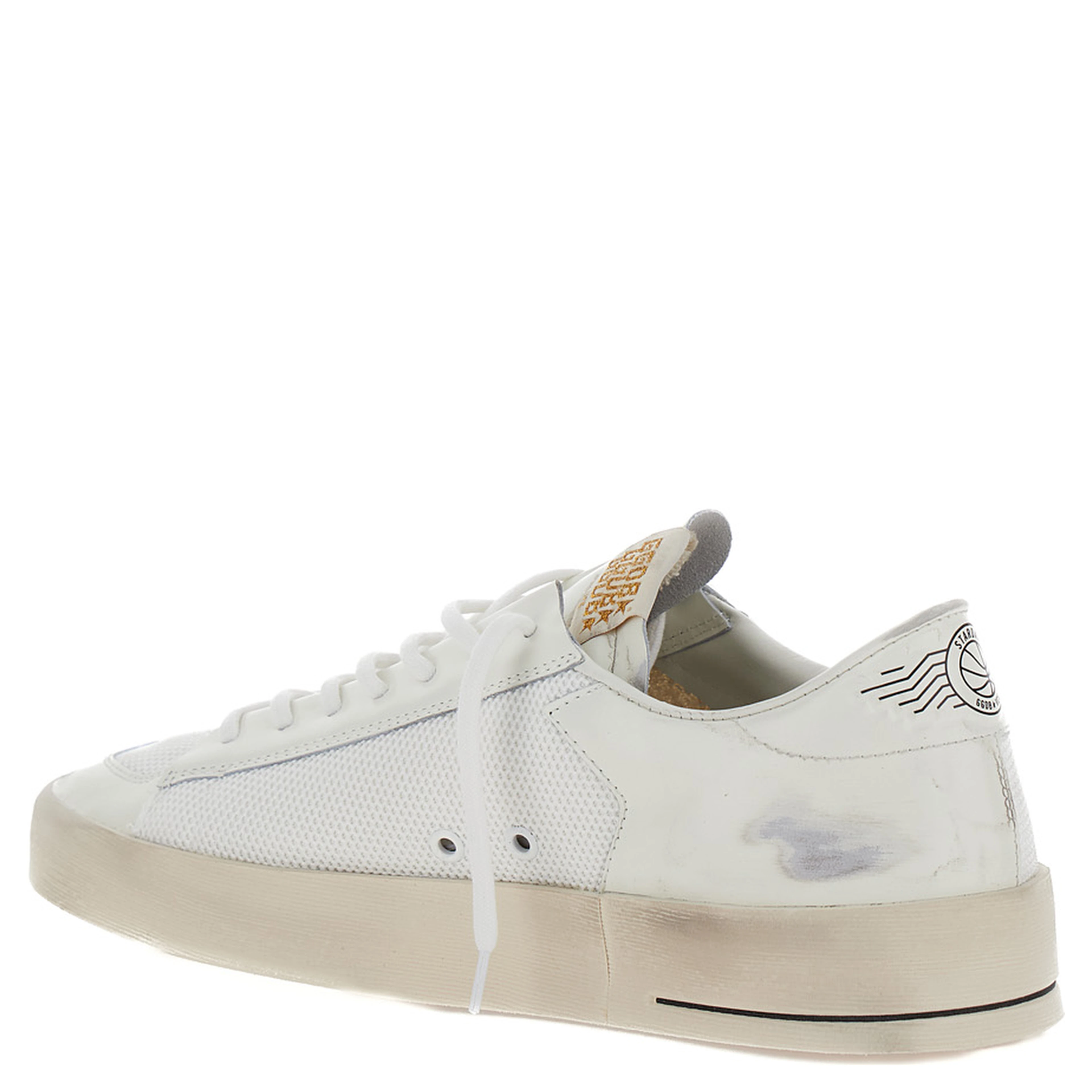 Low Sneakers Stardan with Star Patch in Leather and Tech Fabric White Men